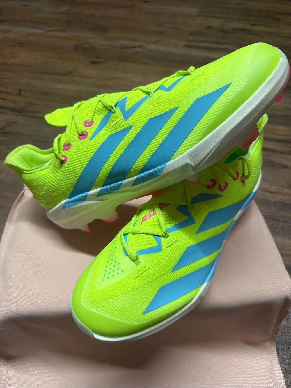 adidas Adizero Electric+ 2.0 Lime/Pink TPU Baseball Cleas